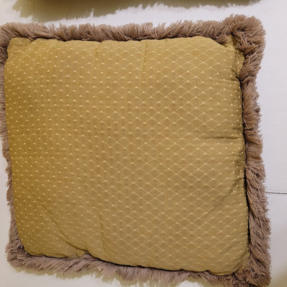 Throw Pillows Beige-Brown, two 17x17, well stitched, Brush Fringed - Picture 3 of 7